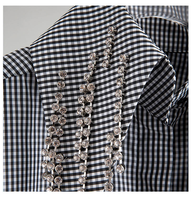 [EAM] Женская Черная Клетчатая блуза большого размера с кисточками, новая свободная рубашка с отворотом и длинным рукавом, модная весенняя Осенняя 1N0580
