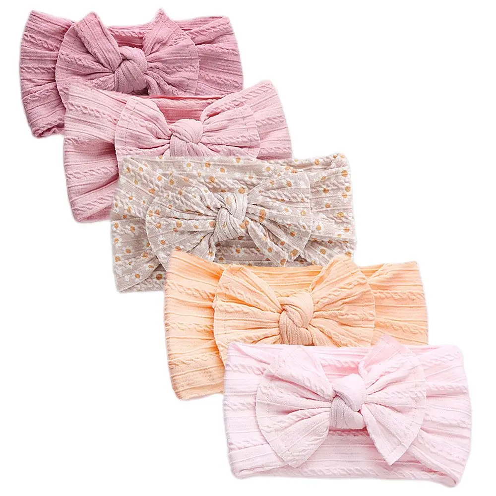 5PC/lot Newborn Floral Prints Wide Nylon Headbands Baby Knotted Hair Bow Turban Ribbed Headband Children Girls Hair Accessories free shipping new fish kites flying children kites line outdoor toys for kids kites ripstop nylon kites weifang kite factory koi