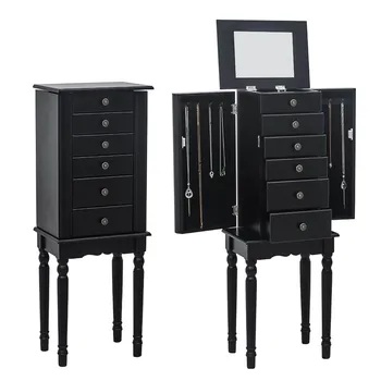 

Standing Jewelry Armoire with Mirror Multifunctional Jewelry Storage Box Dustproof Earrings Finishing Box Desktop Vertical Rack