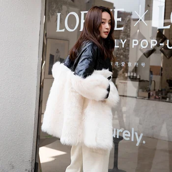 

100% Natural Sheep Fur Coat Women Genuine Leather Real Fur Jacket Double-faced Fur Luxury Sheep Shearling Winter Coat Women 1912