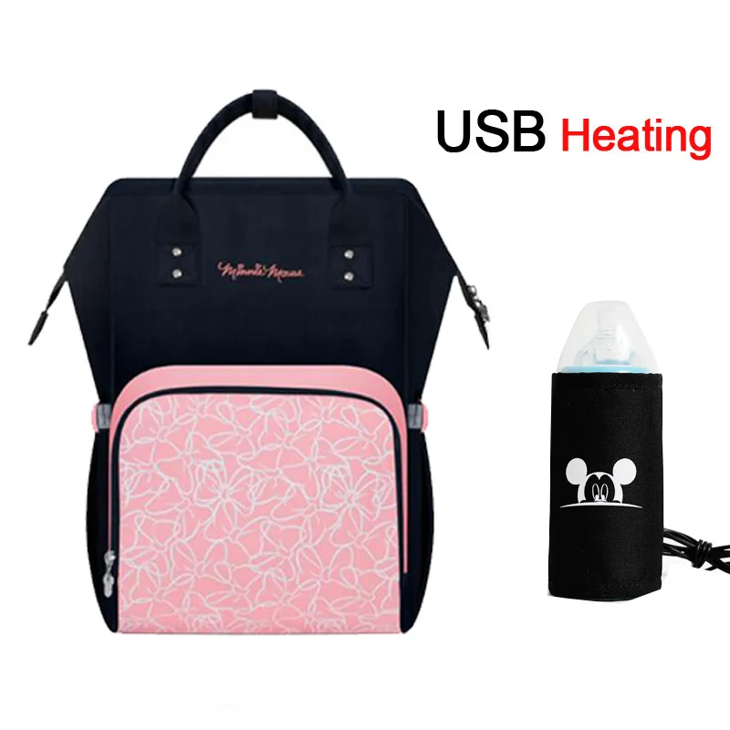 Сумка для подгузников Водонепроницаемая USB Подогрев малыш мама рюкзак для подгузников дорожная сумка большой емкости Детский рюкзак - Цвет: B136