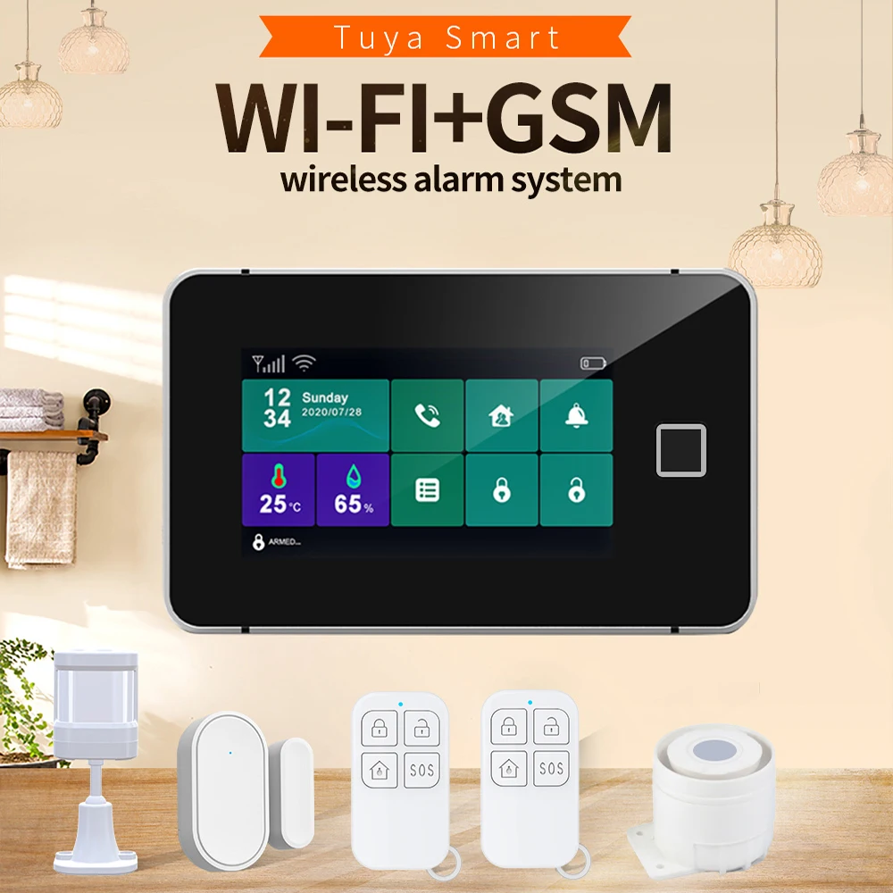 TUGARD G60 Tuya WiFi Gsm Security Alarm System Fingerprint Armed Temperature Humidity Display 433MHz Wireless Smart Home Burglar