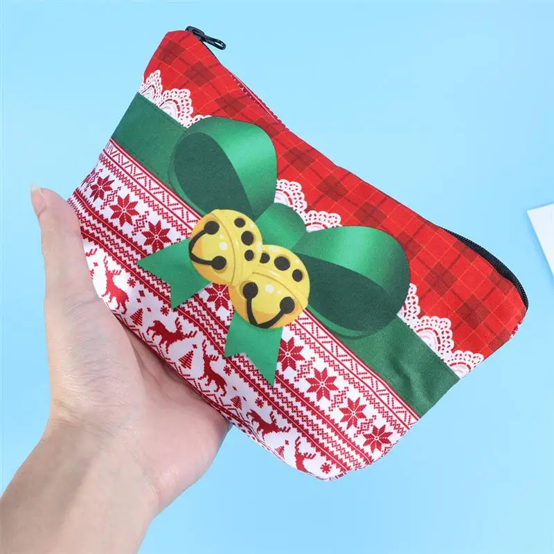 

1Pc Portable Cosmetic Bag Christmas Themed Clutch Bag Xmas Tree Elk Storage Wash Bag Creative Cosmetic Pouch For Women Girls