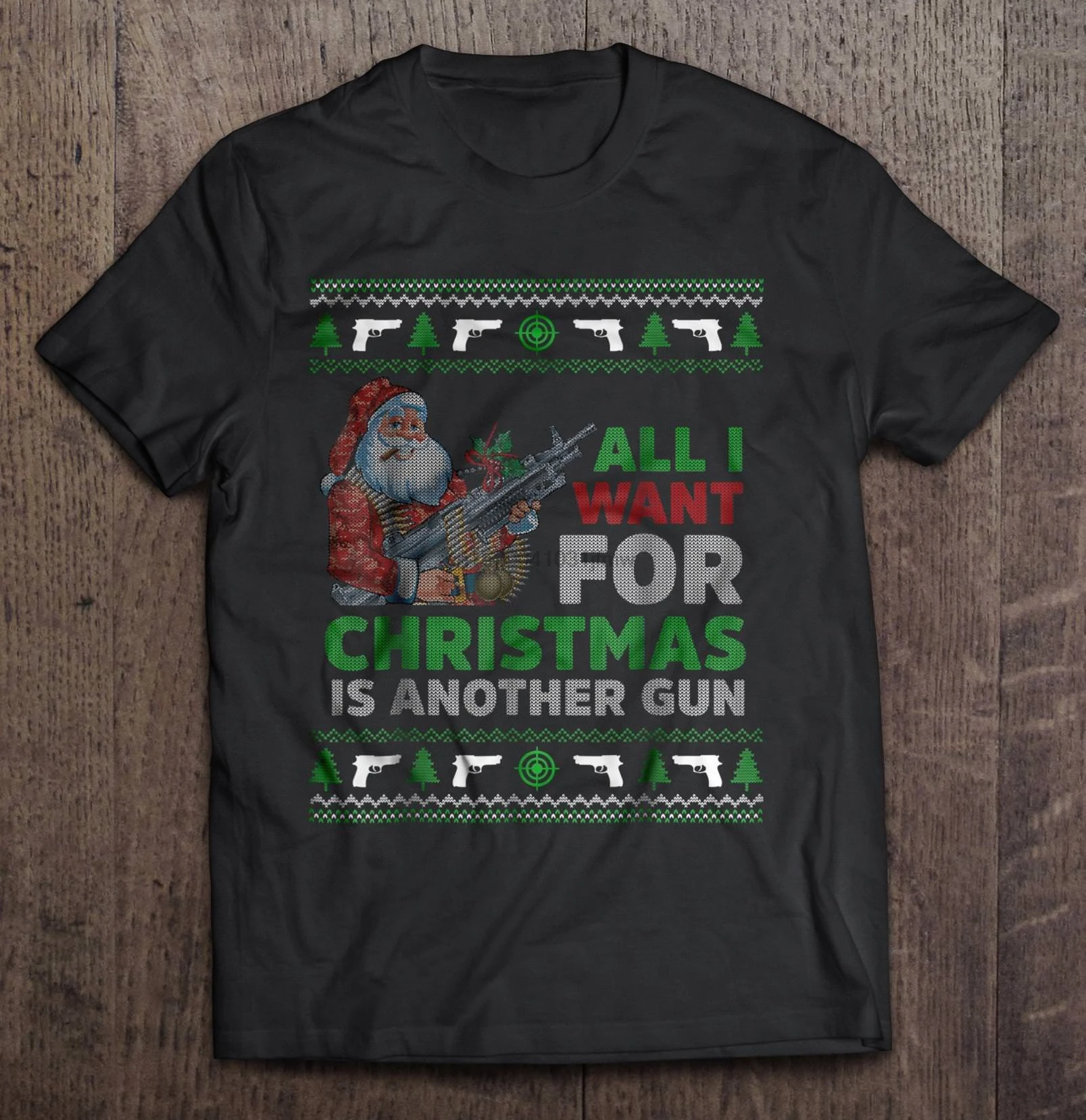Мужская смешная Футболка модная футболка все, что я хочу на Рождество это другой пистолет Забавный Санта с пистолетом женская футболка