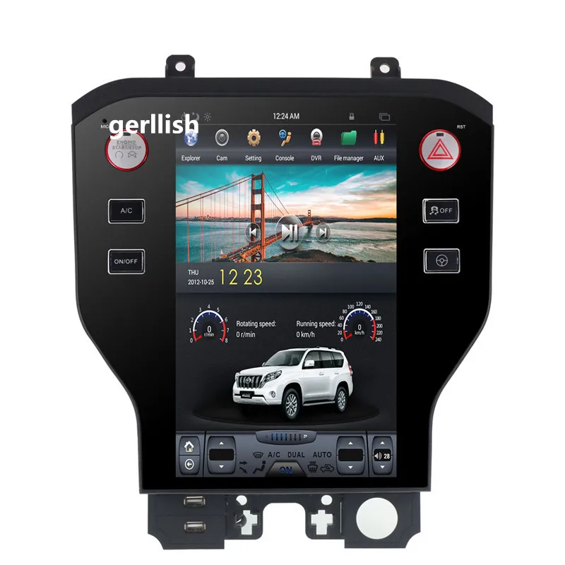 Tesla style 11,8 дюймов android вертикальный автомобильный dvd-плеер с экраном с gps навигацией для Ford Mustang PLus 2013