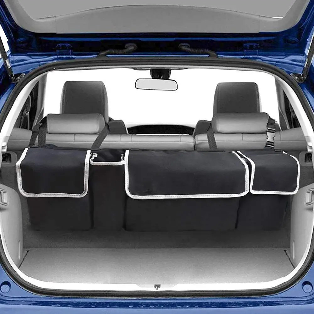 

Car Backseat Trunk Organizer Hanging Organizer Foldable Cargo Storage Bag with 4 Pockets Fit for Most Vehicles