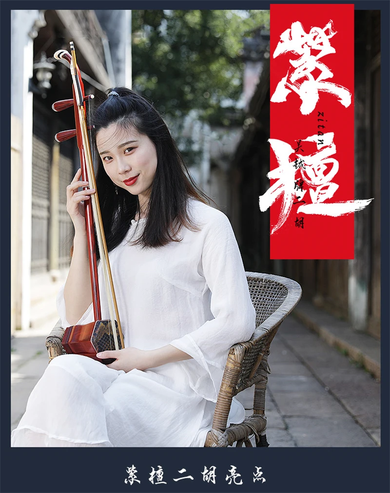 Rosewood Hu Qin Professional Performance Erhu Chinese Instrument with Full Accessories