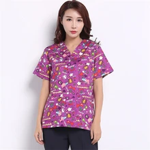4 вида цветов скрабы медицинская форма для женщин хирургической медсестры с принтом рабочая одежда Красота и здоровье короткий рукав хлопок Скраб Топы