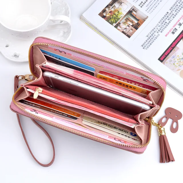 Disney Mickey mouse big cute wallet lady long zipper tassel key coin purse student small mini wallet Minnie card holder Clutch 5