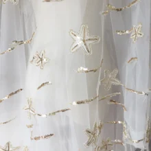 1 ярд великолепный светильник Золотая Звезда рыбка блестки вышивка кружевная ткань для выпускного платья высокая ткань от-кутюр двора