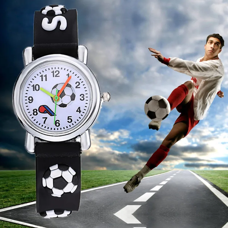 

Football Silicone Kids Watches Unique Design Cartoon Ball Wristwatch Boy Quartz Montre Enfant Children Birthdays Gift reloj