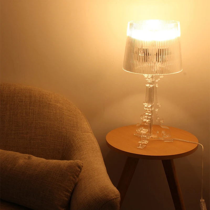 Прозрачная акриловая 2" Настольная лампа с высоким акцентом, прозрачная настольная лампа для кровати, светодиодный художественный декор, Хрустальная прикроватная настольная лампа