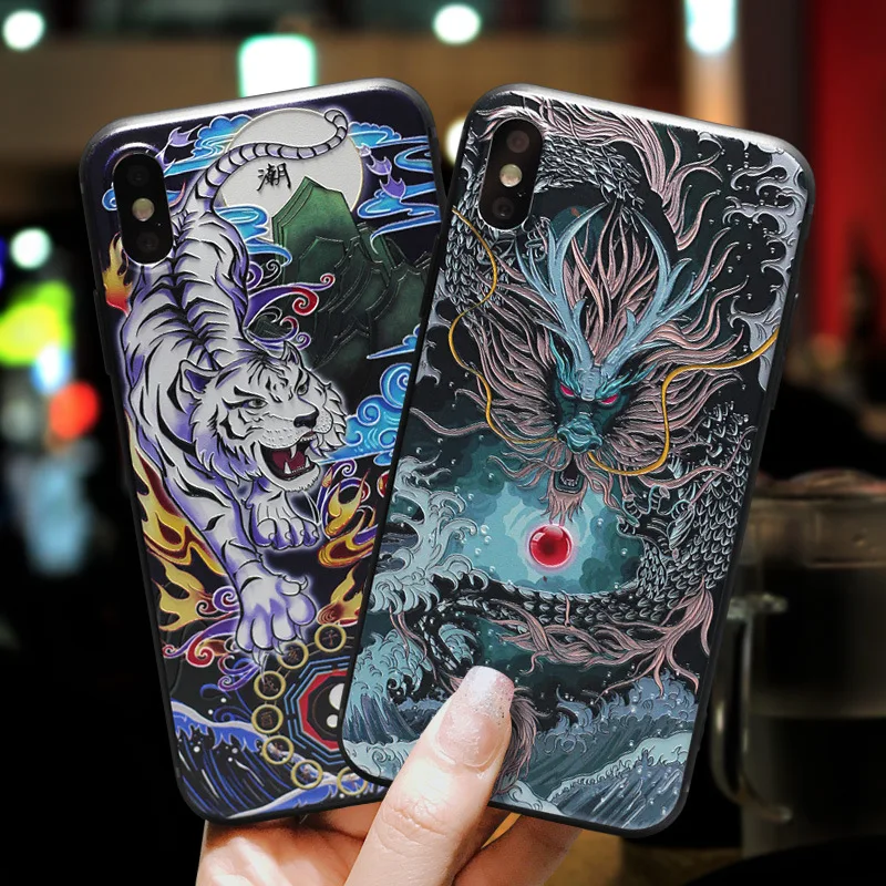 Мягкий матовый чехол для iPhone 13 12 XR XS 11 Pro Max Mini X SE 2020 8 7 Plus 6s с рельефным 3d-рисунком