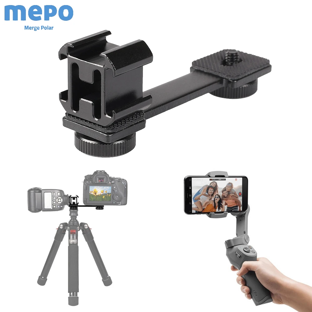 

Triple Hot Shoe Mount LED Light Microphone Extension Bar for Zhiyun Smooth 4 DJI Osmo Pocket Vimble 2 Gimbal Accessories Ulanzi