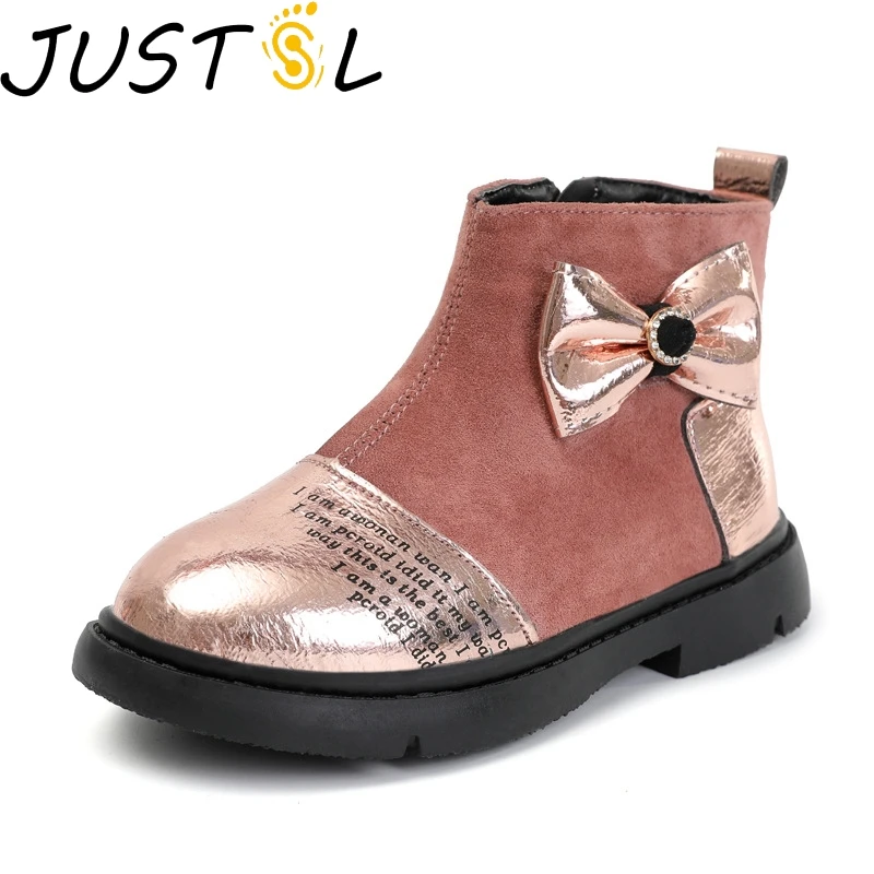 

2019 New Winter Girls Wild Cute Bow Boots Kids Fashion Martin boots Children Princess Party Cotton Boots