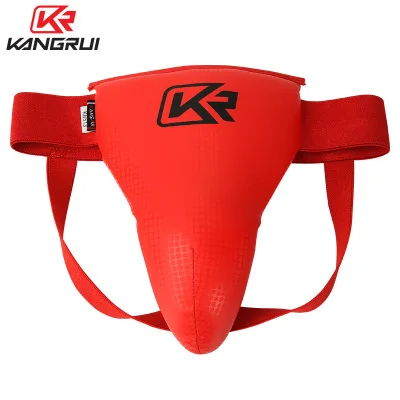 Красный Kids Adult Jockstrap PU Leather Crotch Protector Groin Guard Taekwondo Boxing Sanda Protection - Цвет: Красный