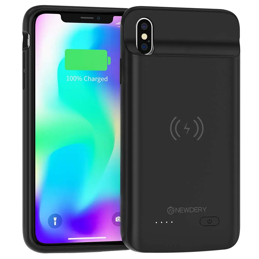 Чехол для аккумулятора NEWDERY для iphone X XS, 5,8 дюймов, 4100 мА/ч, Беспроводная зарядка, расширенный аккумулятор, чехол для iphone X XS, черный