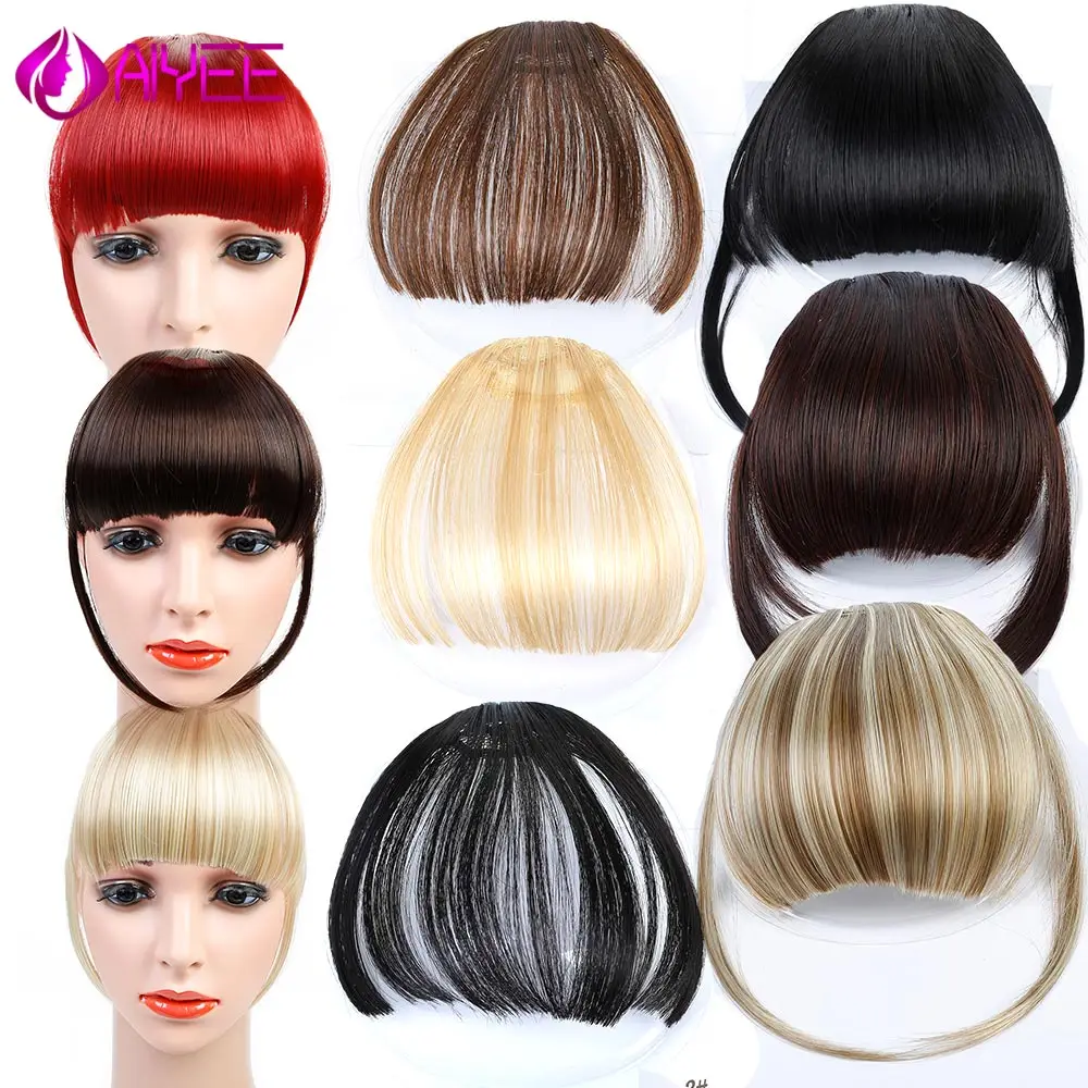 Aiyee 6 Inch Fake Fringe Air Bangs Clip On Short Thin Blunt