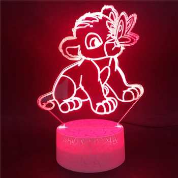 

3D LED Nightlight The Lion King Plays with Butterflies Animal Cute APP Control Supply Office Atmosphere Kids Gifts Lamp