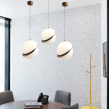 

Nordic Glass Ball Pendant Lights Modern LED Hanging Lamp for Living Room white iron Pendant Lamp