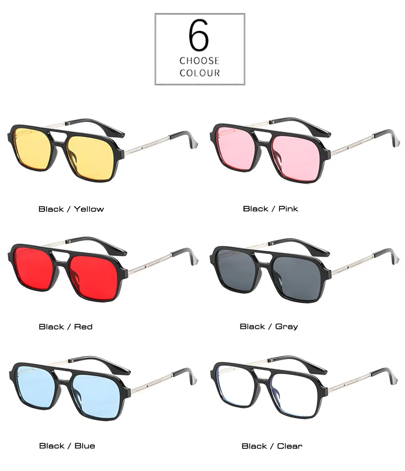 SO&EI Retro Rectangle Sunglasses Women Fashion Candy Color Lens Eyewear Men Outdoor Driving Shades UV400 Square Sun Glasses best sunglasses for big nose