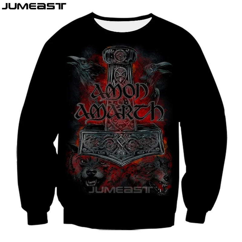Jumeast брендовая Мужская/Женская толстовка с 3D принтом Amon Amarth футболка с длинным рукавом спортивный пуловер Весенние футболки