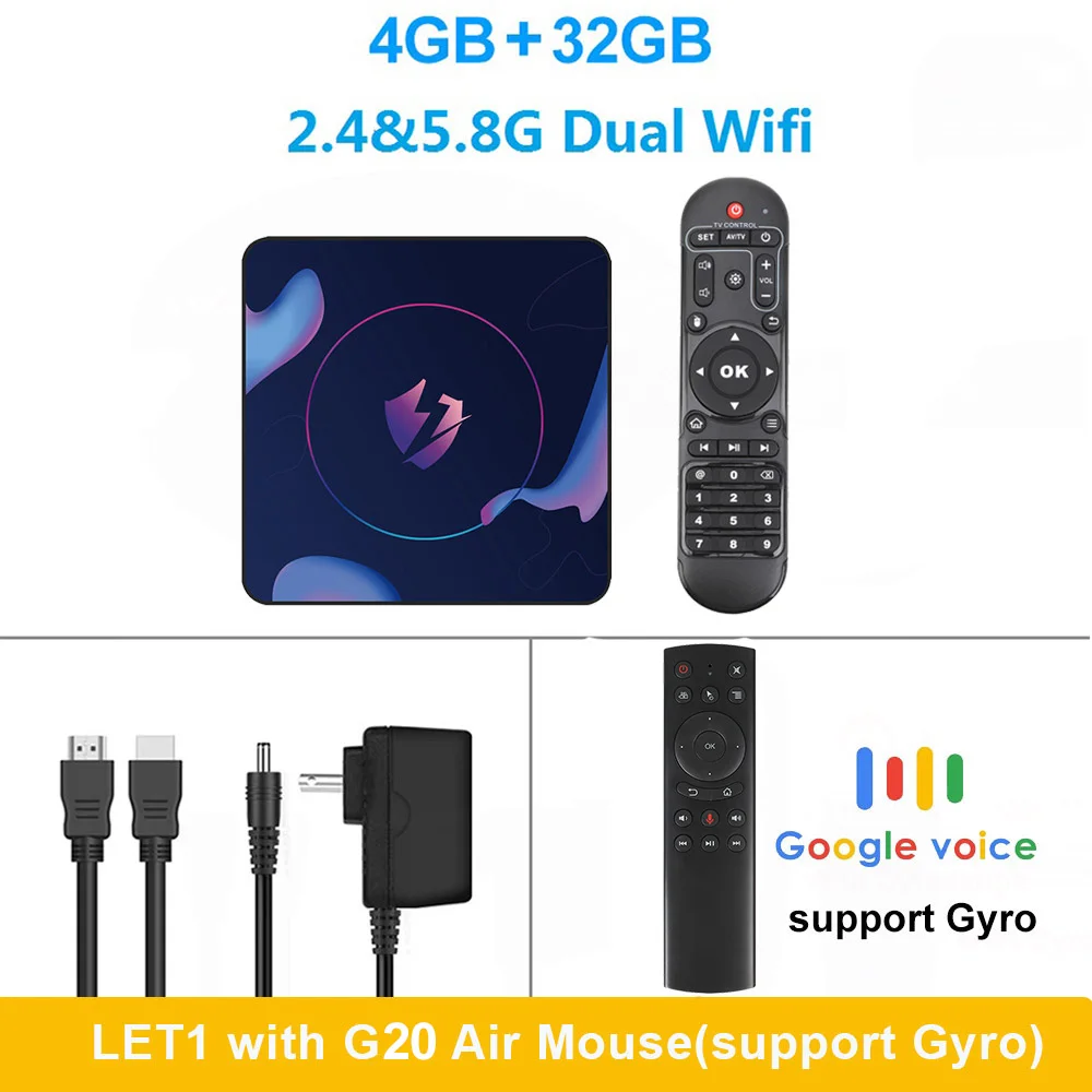 4G 32G G20 voice RC LEMADO LET1 tv Box Android 9,0 RK3318 4 Гб 64 Гб 4 к Netflix Youtube Google голосовой помощник 9 дыхательный светильник Android tv Box 9,0 - Цвет: 4G 32G G20 voice RC