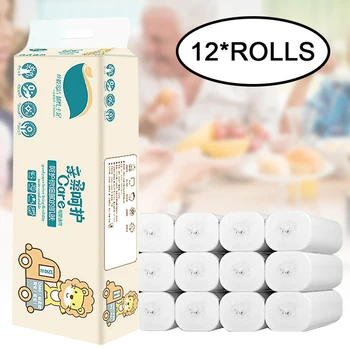 

12 Rolls Toilet Paper Bulk Rolls Tissue Bathroom White Soft 3 Ply Household Home WH998