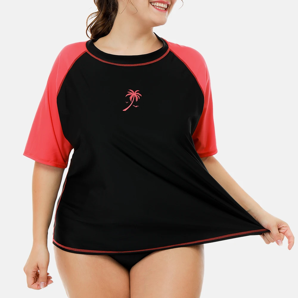 Women Plus Size Rashguard Top Swimwear Swimsuit Shirts Running Diving Shirt UPF 50+ UV-Protection Beach Wear