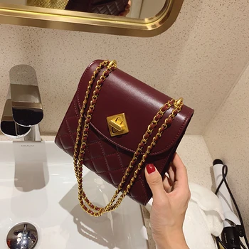 

Lingge Chain Bag Split Leather Women's Bag 2020 New Fashion Simplicity Messenger One Shoulder Portable Small Bag Louie Vuiton