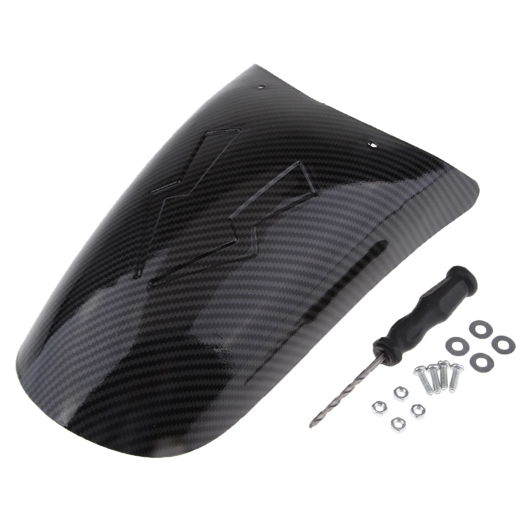 Carbon Fiber Front Fender Extension Wheel Splash Guard Cover Extender w/ Mounting Kits for Motorcycle Motorbike - Type 3