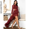 LOVE&LEMONADE  Sexy Cut Out Open Back Red Leopard Long Sleeve Chiffon Dress LM81503 ► Photo 3/6