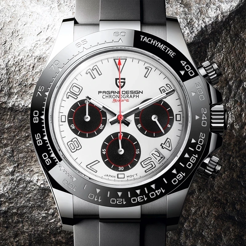 2021 New PAGANI DESIGN Mens Watches Men Top Brand Automatic Date Wristwatch Silica gel Waterproof 100M Chronograph Clock Gift