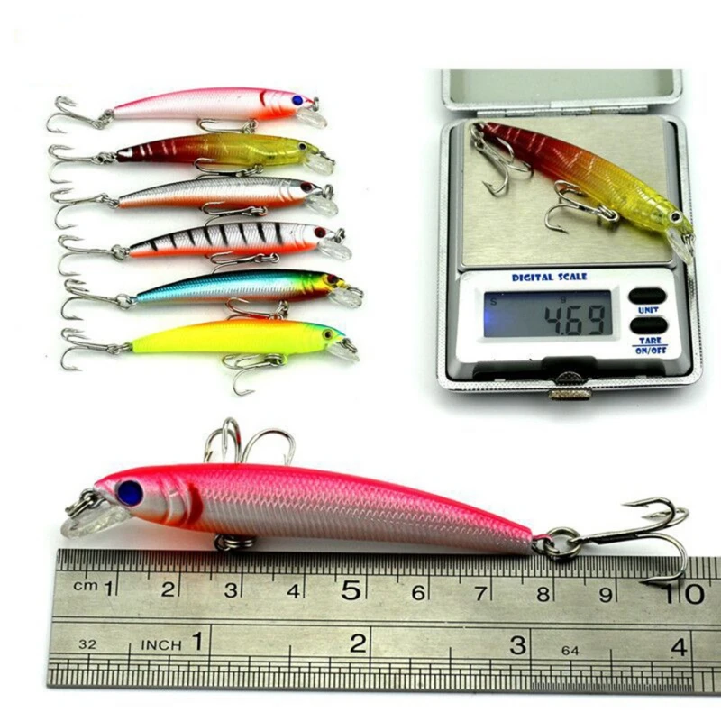 Isca de Pesca Equipamento de Pesca Conjunto Isca Artificial Pesca Wobblers 43 Cores Crankbait Duro Cor Misturada 6 Modelos Kit 5 Iscas artificiais