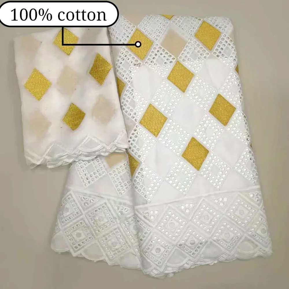 

White+Gold Super Soft Original Swiss voile lace silky African lace fabric for all occasions skin friendly material