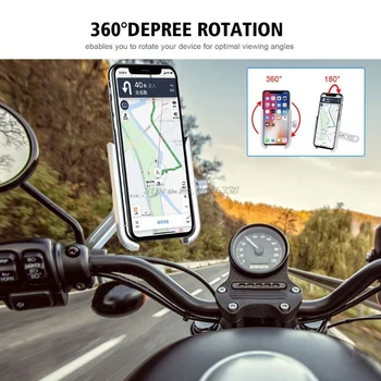 

Universal 360 Degree Metal Bike Motorcycle Motorbike Mirror Handlebar Smart Phone Holder Stand Mount For 4-6.5 inch Mobile Phone