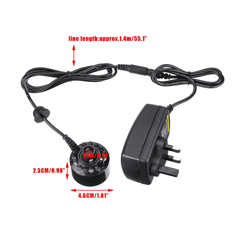 12 LED Ultrasonic Mist Maker Garden Water Aquarium Fogger Sprayers For Fish Tank Fountain Atomizer Humidifier Mist Tools UK Plug-1