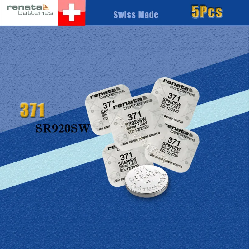 5 X батарея для часов с оксидом серебра renata 371 SR920SW 920 1,55 в бренд renata 371 renata 920 батарея