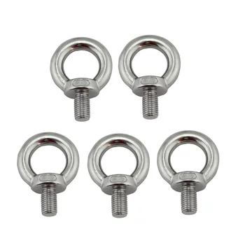 

5PCS DIN580 M6 Screw Eye Bolt 316 Stainless Steel Marine Hardware Chain Ring Eye Bolts Stainless
