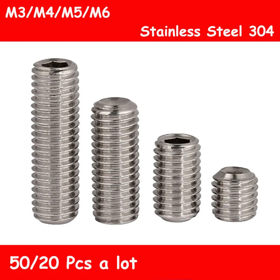 50/20 шт. M3/M4/M5/M6 * 2-40 мм DIN916 Шестигранная головка из нержавеющей стали набор винтов