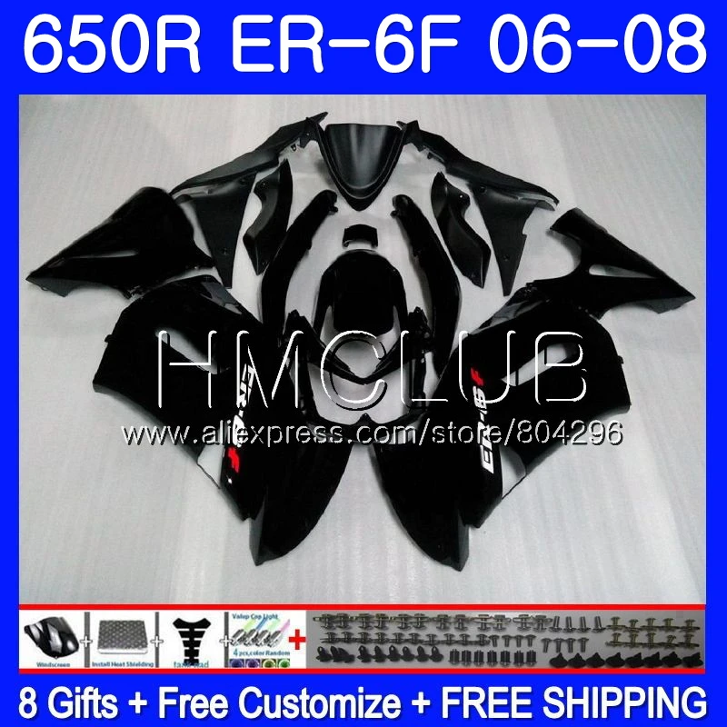 

Body For KAWASAKI NINJA 650R matte black ER6 F 650 ER 6F 2006 2007 2008 12JK.16 Ninja650R ER-6F 06 08 ER6F 06 07 08 Fairing Kit