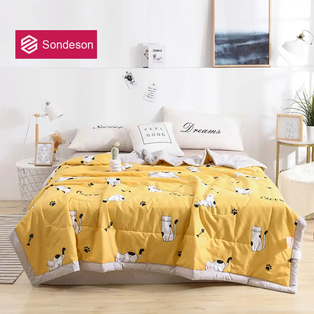 Sondeson Beauty 100 Cotton Cute Cat Cartoon Comforter Quilt