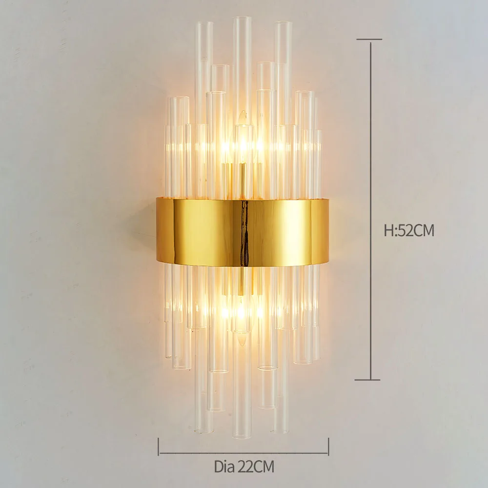 wall lamp light Style Combinations Of Modern Light Luxury Crystal Gold Wall Lamps In Bedrooms, Beds, Living Rooms, Decorative LED Lights sconce light fixture