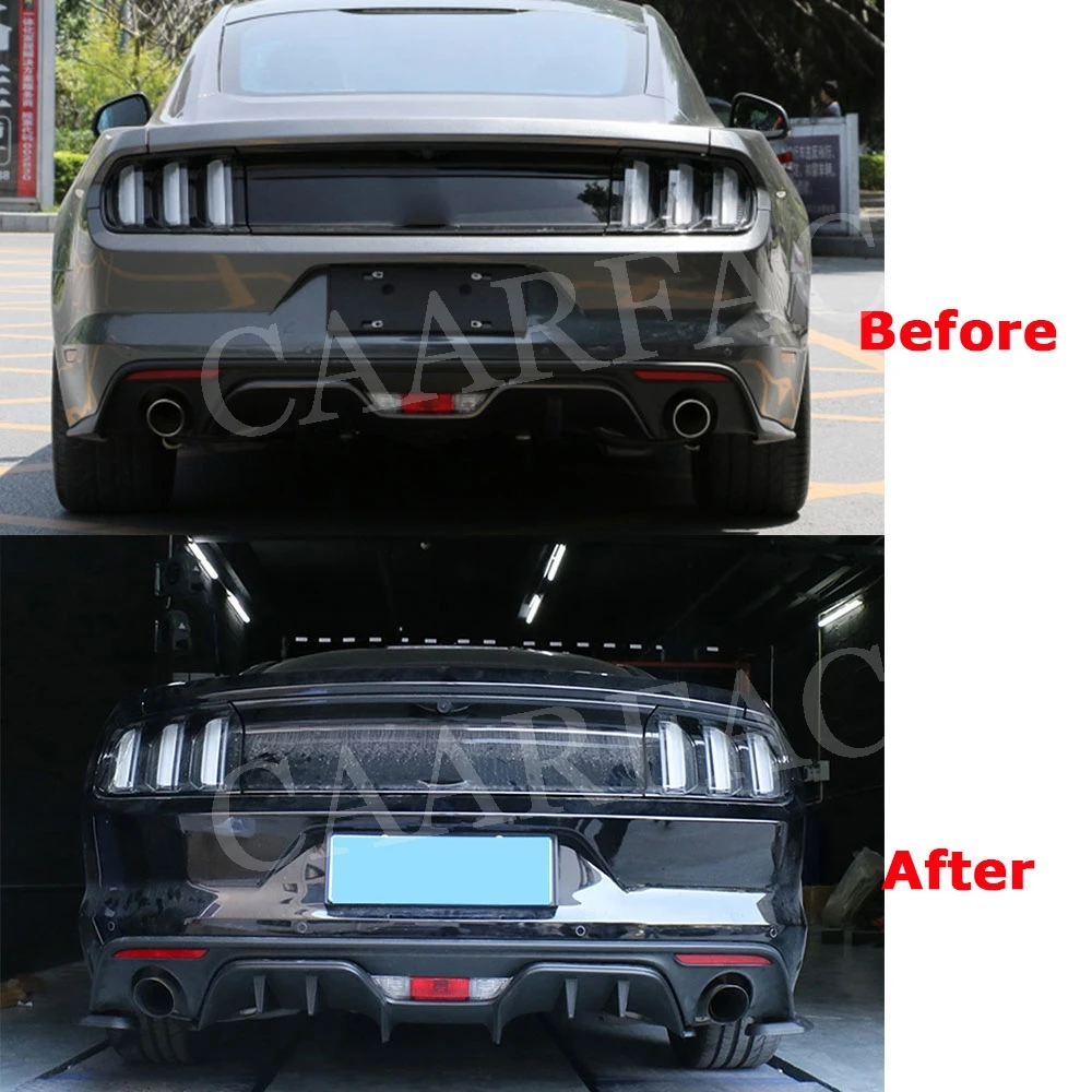 Задний диффузор для губ разветвители фартуки спойлер для Ford Mustang- углеродное волокно/PP плавники Акула Стиль бампер крыло Защита