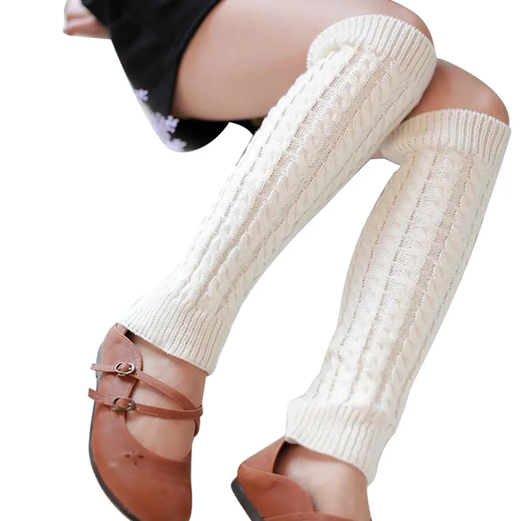 Теплые гетры для женщин; зимние вязаные однотонные вязаные гетры; теплые гетры с манжетами; модные длинные носки;# L20