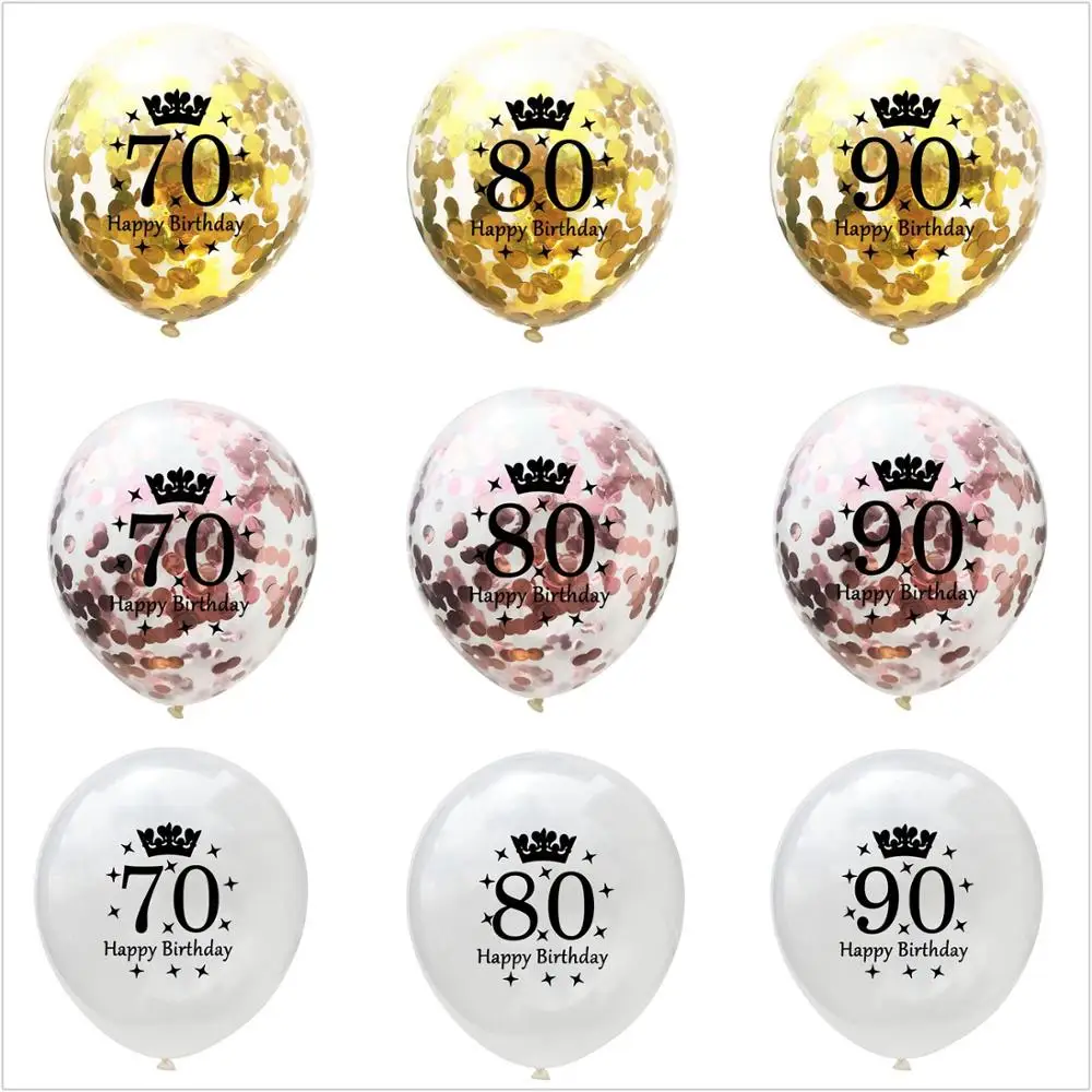 5pc Inflatable Confetti Balloons 12 Inch Latex Clear Birthday 18 30 40 50 Anniversary Wedding Decoration Party Favors | Дом и сад