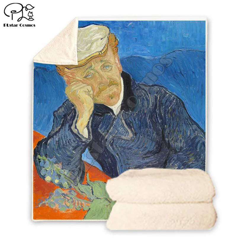 

Plstar Cosmos Van Gogh масляная живопись Забавный герой одеяло 3D печать шерпа одеяло на кровать домашний текстиль мечтательный стиль-2