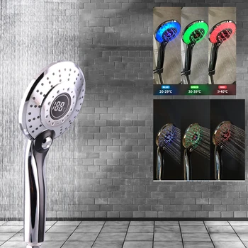 

Digital LCD Display Temperature Control Shower Sprayer 3 Spraying Mode Simple Water Saving Shower Filter Bathroom Shower Head