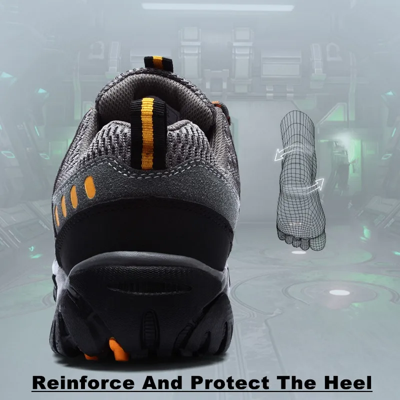 Для мужчин и стальным носком, обеспечивают безопасность труда обувь Повседневные Дышащие, для активного отдыха и спорта обувь с защитой от проколов сапоги удобные рабочие кроссовки
