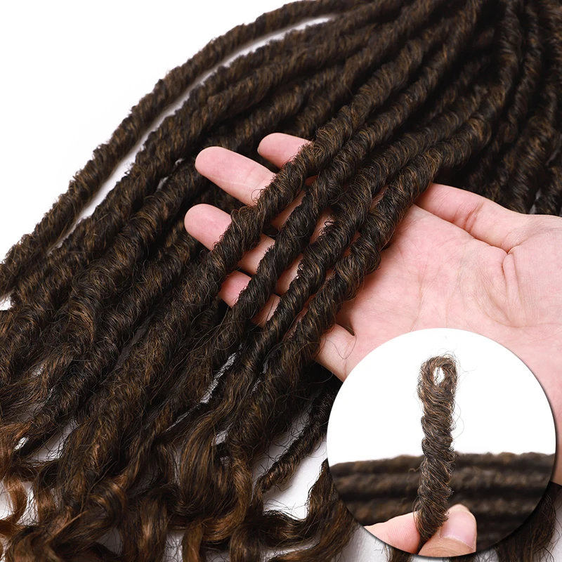 BENEHAIR Goddess Faux Locs Crochet Hair 24 Strands Crochet Braiding Synthetic Hair Afro Braids Hair Extension Curly Ends Ombre 5
